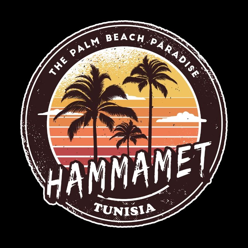 Hammamet Palm Trees Vintage Design