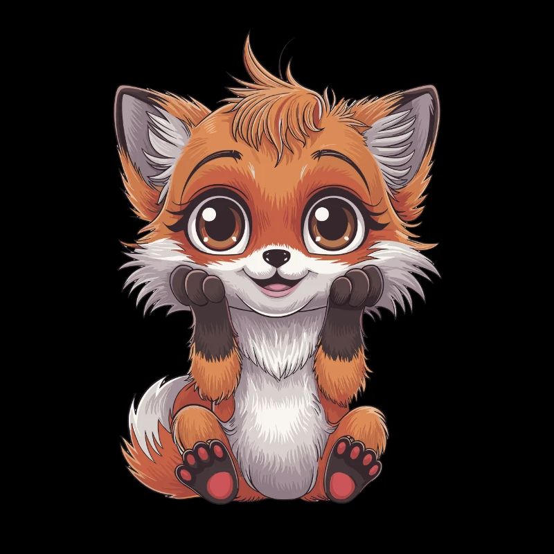 Cute cartoon fox with big eyes and