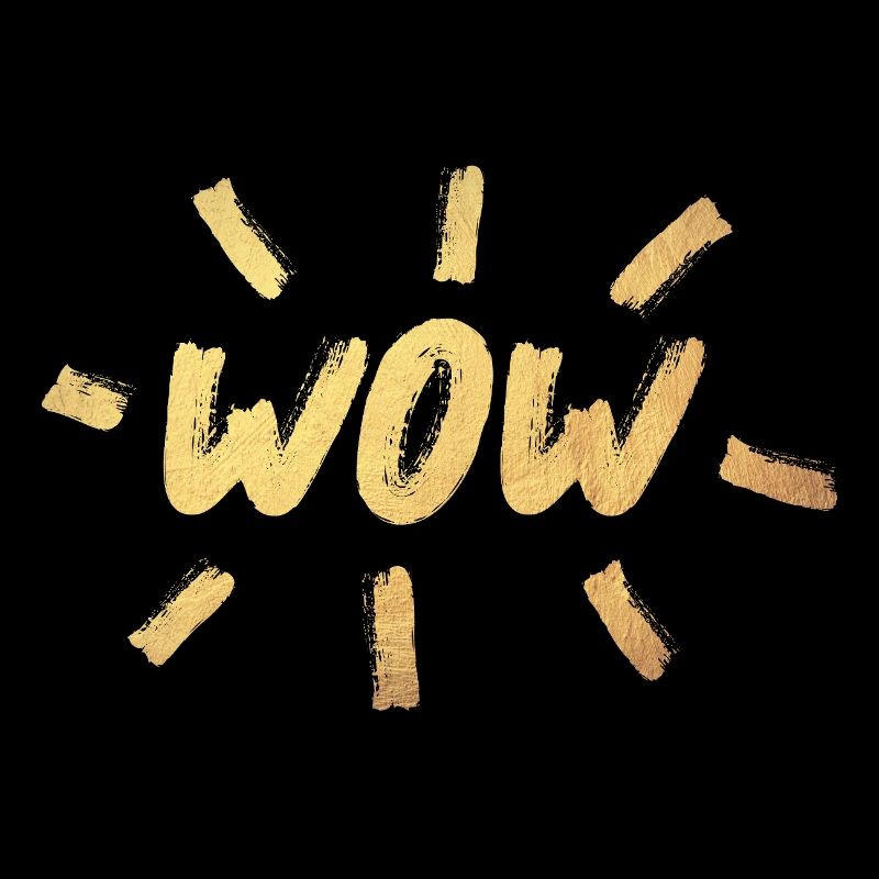 WOW Brush Gold OMG Handwriting Comic Style Cool