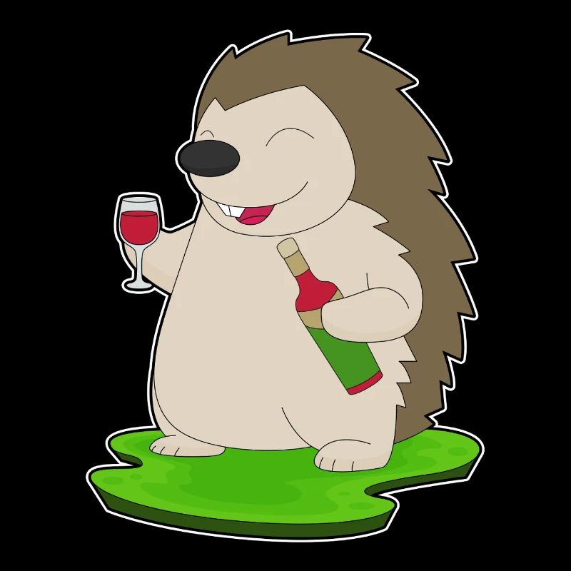 Bouteille de vin rouge hérisson