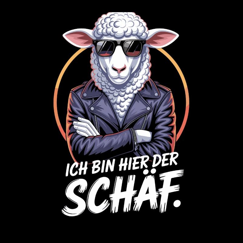 Cooles Schaf Mit Sonnenbrille Und Lederjacke