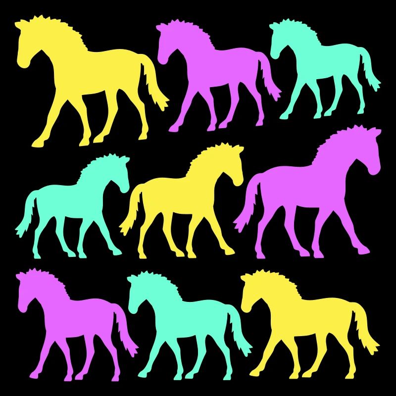 6 chevaux silhouette équipe cavalier équitation amis mignon