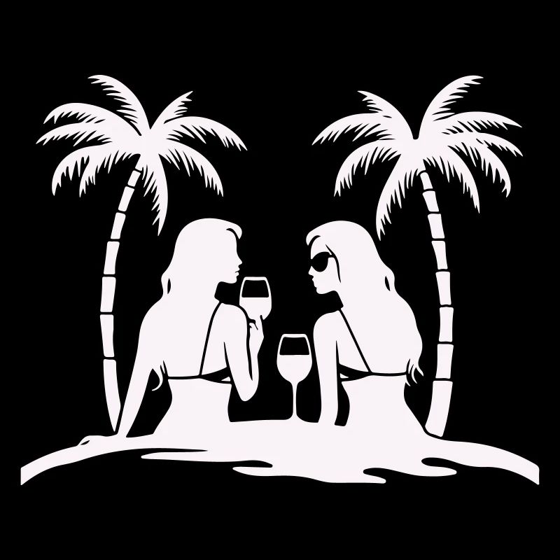 Silhouette style tropical beach night