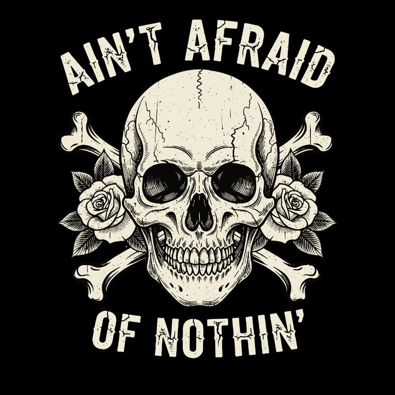 Skull mit Rosen und Slogans