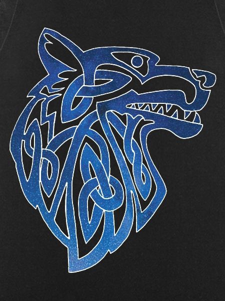 Viking wolf and starry sky