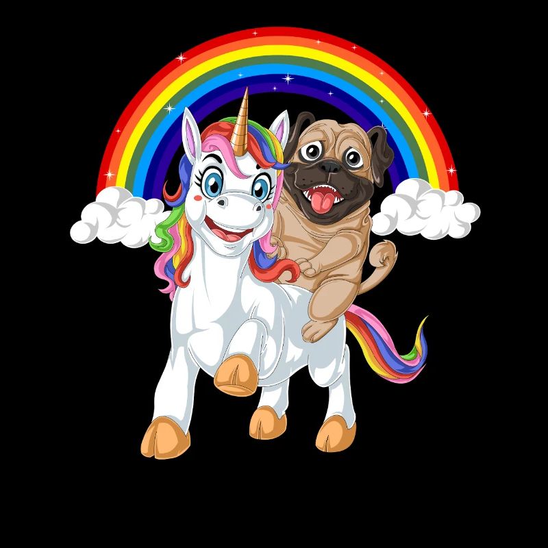 Mops Reiten Einhorn
