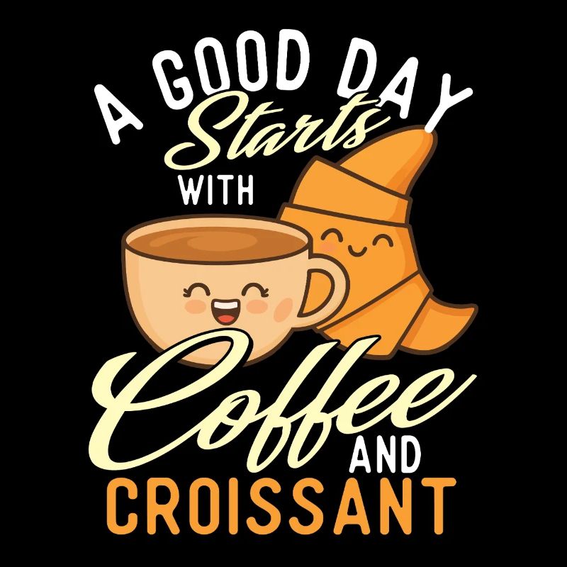 Guter Tag beginnt mit Kaffee und Croissant