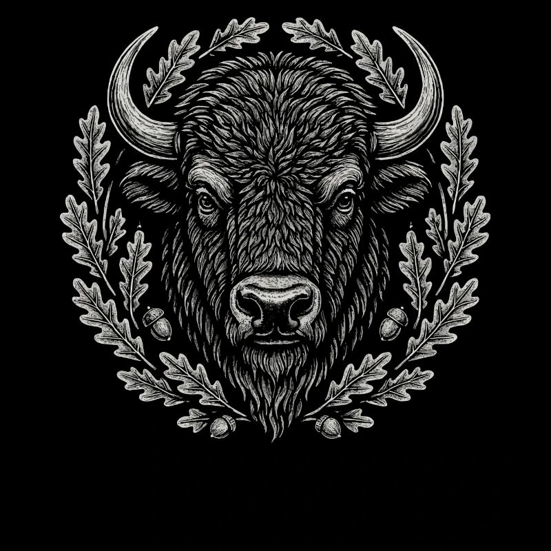 Bison d’Europe avec couronne de chêne Art