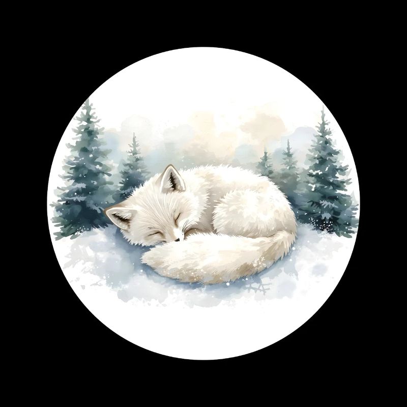 Polarfuchs Schneeschlaf Aquarell