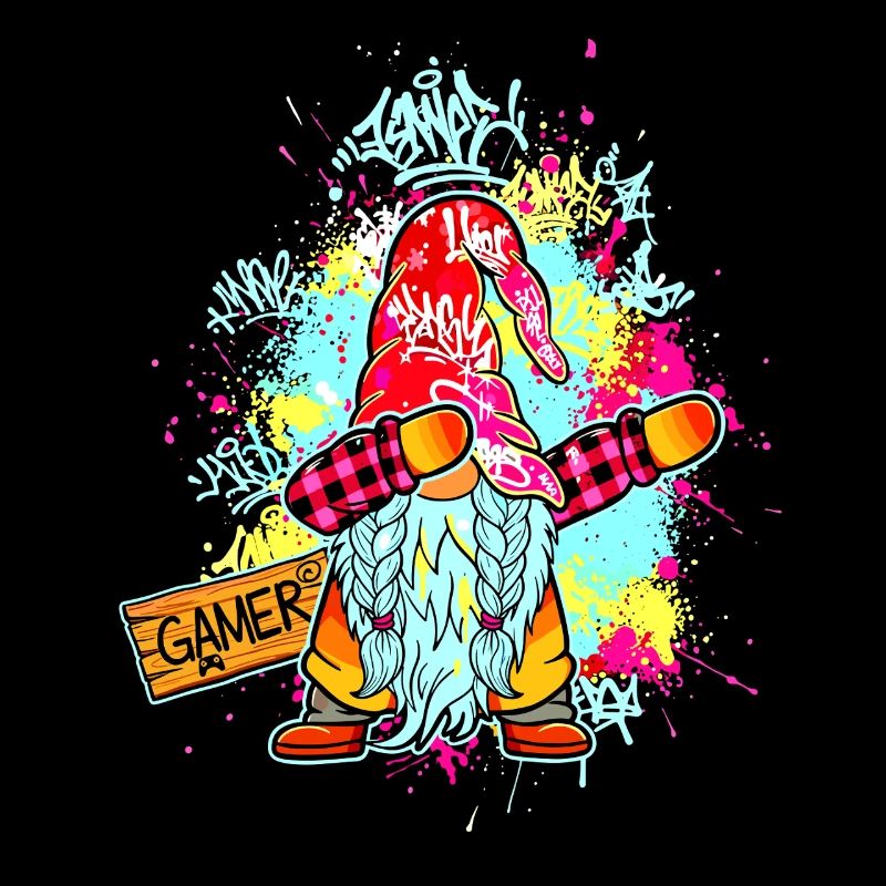 GAMER WICHTEL Dab Graffiti Zocker Gnom 
