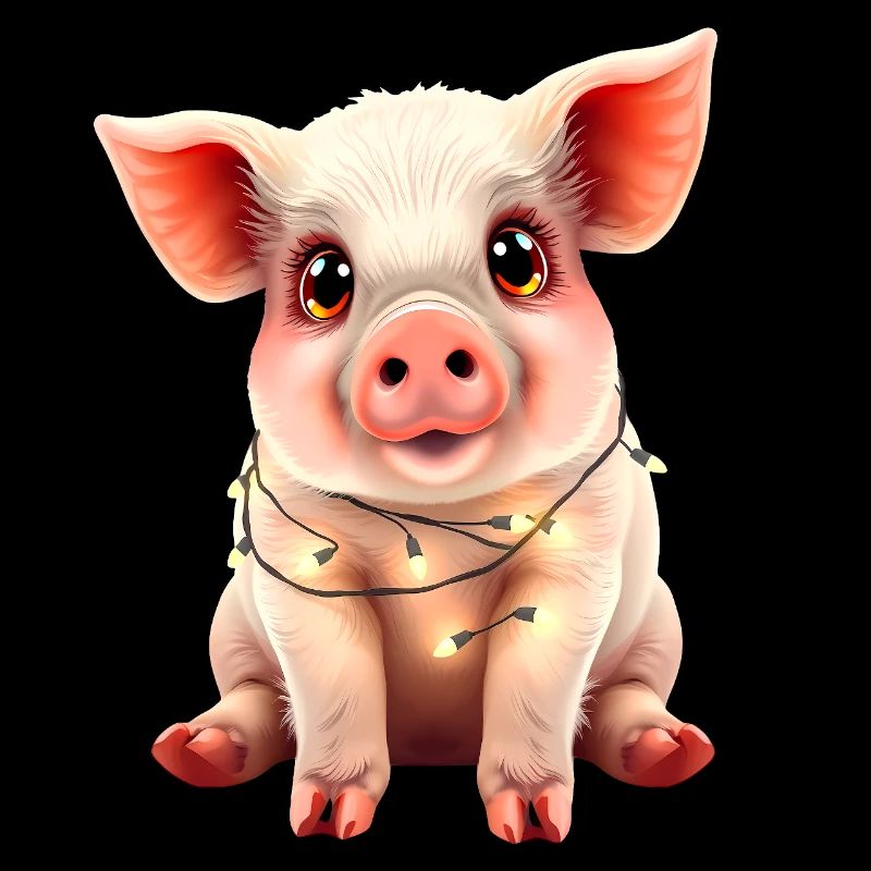 Cochon drôle drôle d’animal de ferme de Noël mignon