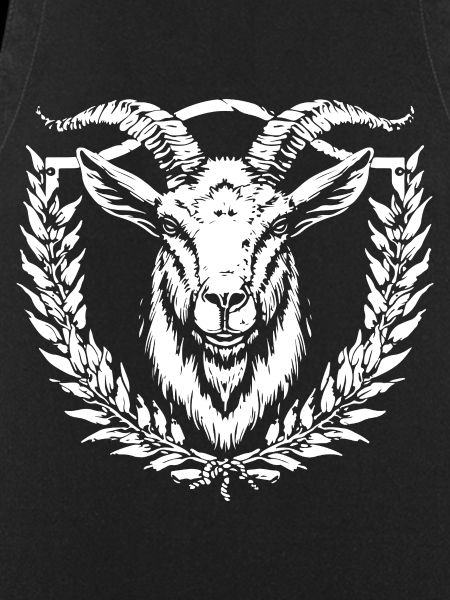 Goat's head with laurel wreath