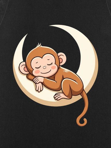 Sleeping monkey on moon pillow