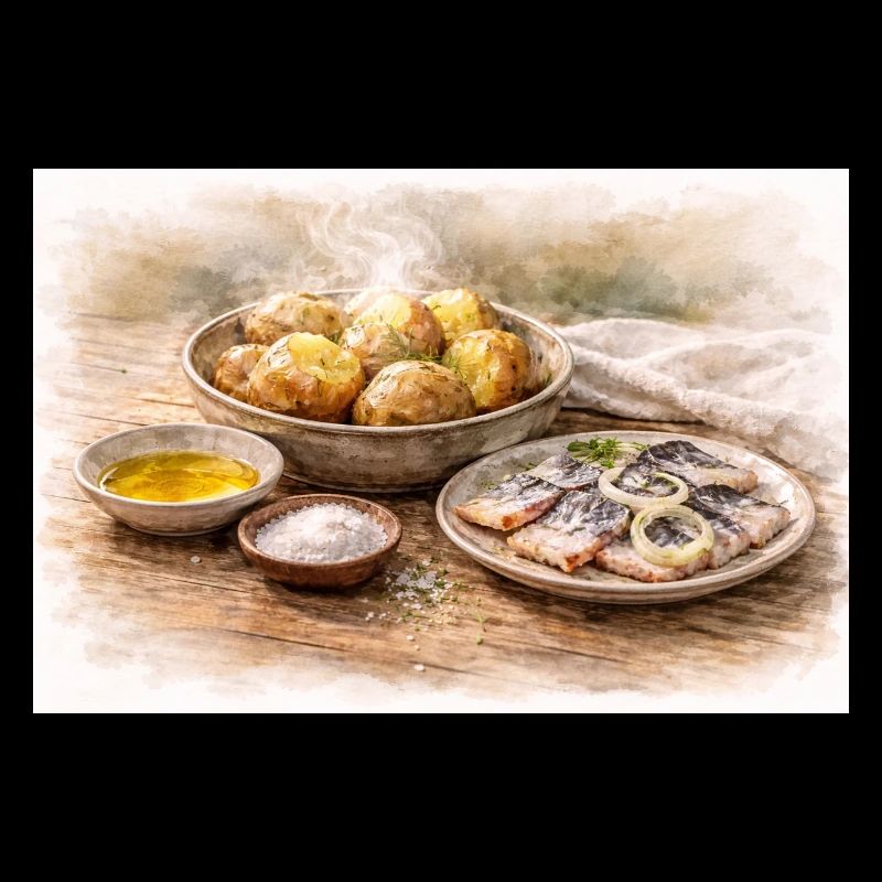 Jacket potatoes with herring Ukrainian
