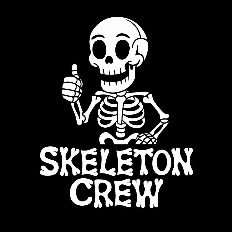 Funny Skeleton Crew Illustration with Skeleton