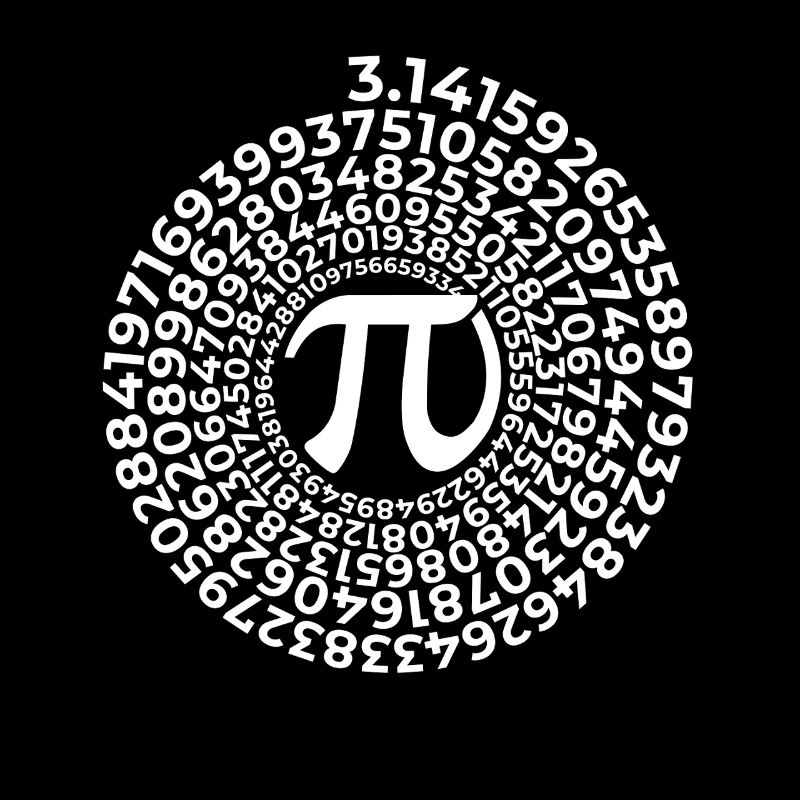 Pi Symbol with Numbers Spiral | District number 3.1415