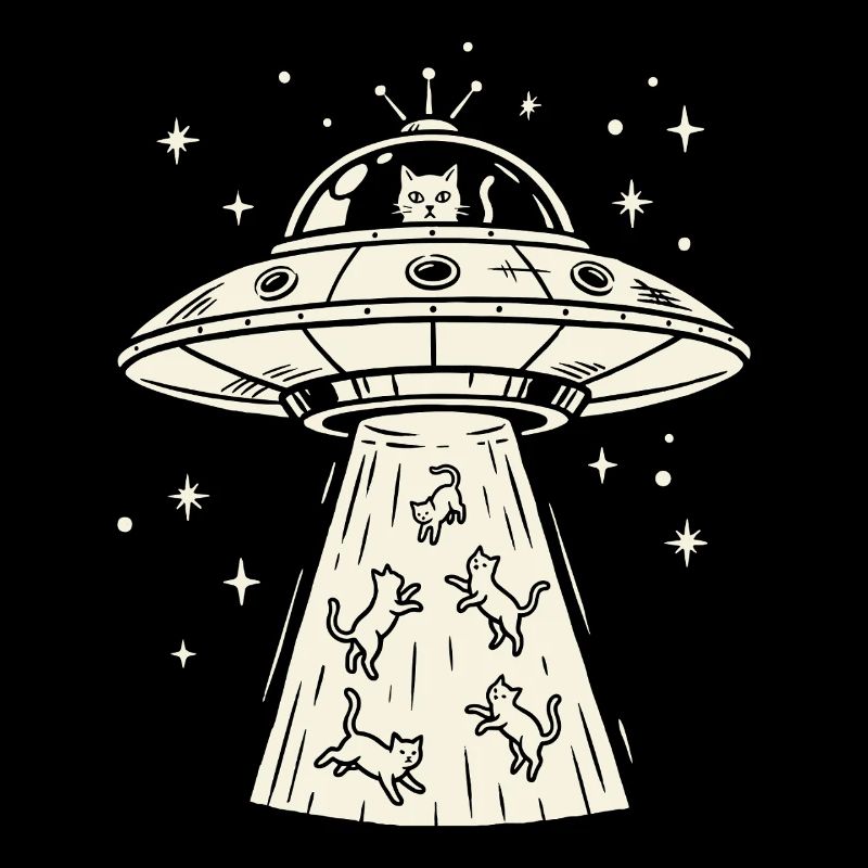 Cats UFO Abduction - Animal Alien Sci-Fi