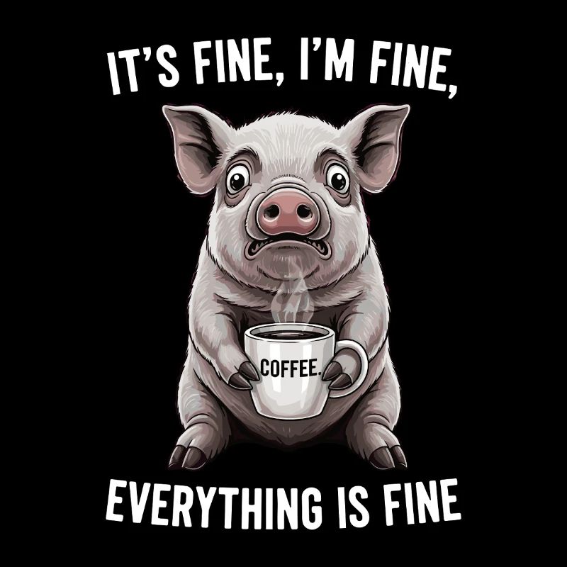 Its Fine Im Fine Coffee Pig Humor