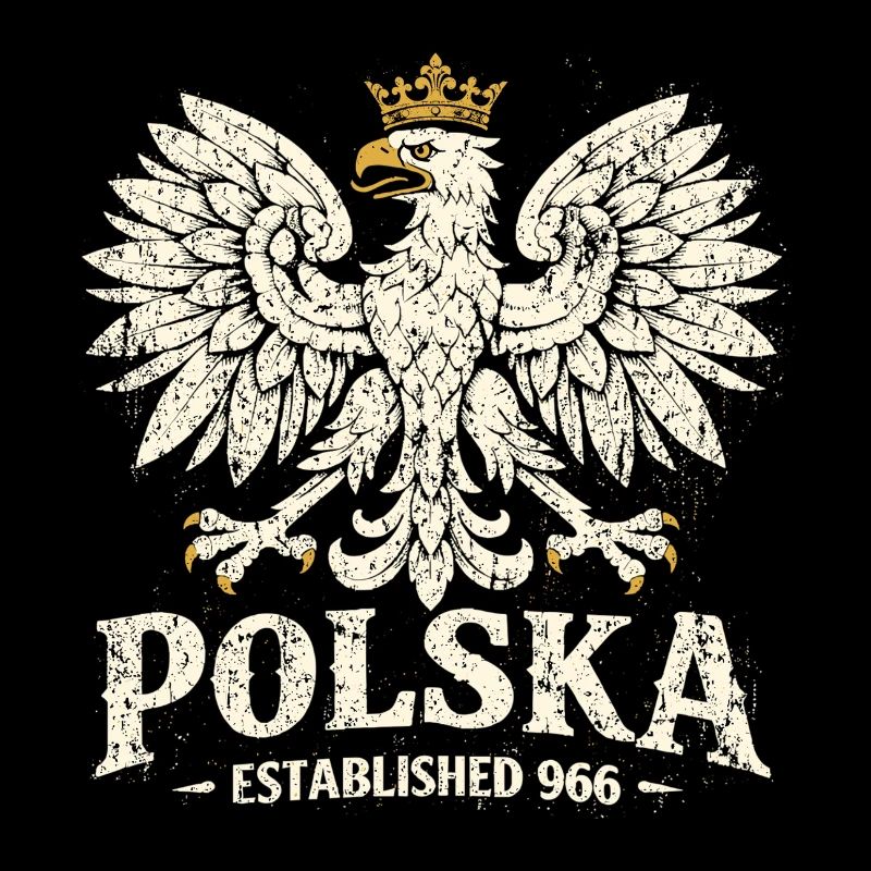 Polska Established 966 – Vintage Eagle with Crown