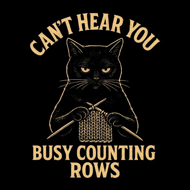 Counting Rows | Cat Knitting Humor