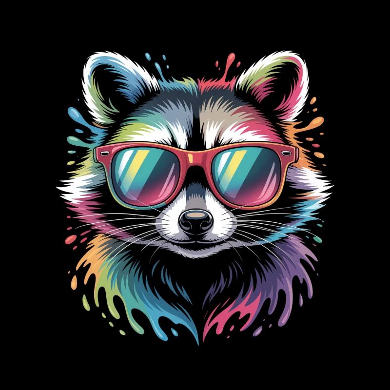 Bunter Waschbär Wasserfarben Spritzer