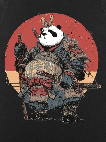 Panda-Samurai in robuster Rüstung