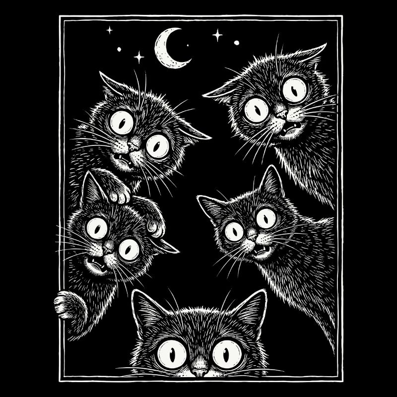 Spooky Staring Black Cats