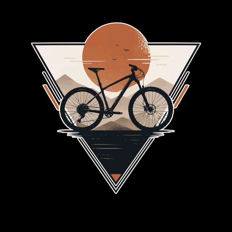 Coucher de soleil avec vélo dans un motif triangulaire