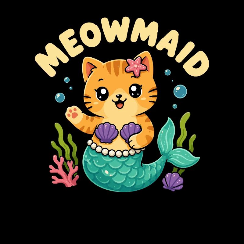 Jeu de mots Chat sirène-chat mignon