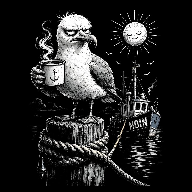 MOIN – Grummeliges Möwe mit Kaffee