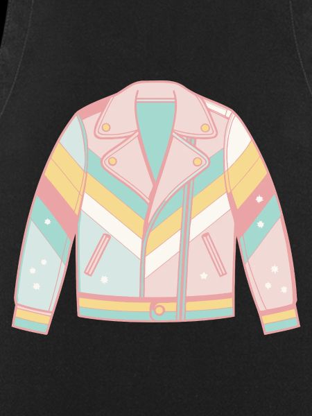 Diagonal pastel bow jacket