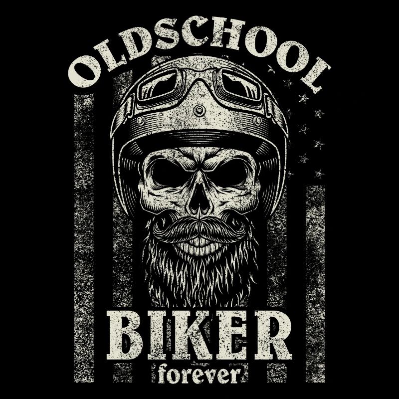 Crâne de moto Old School Biker Forever I