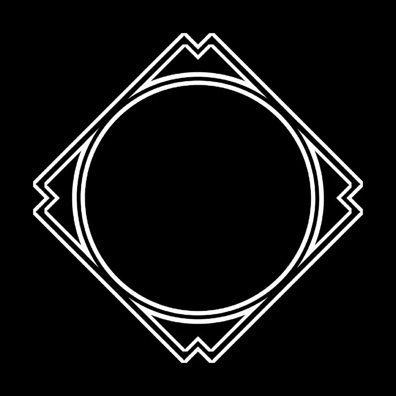 White circle in the square frame decoration