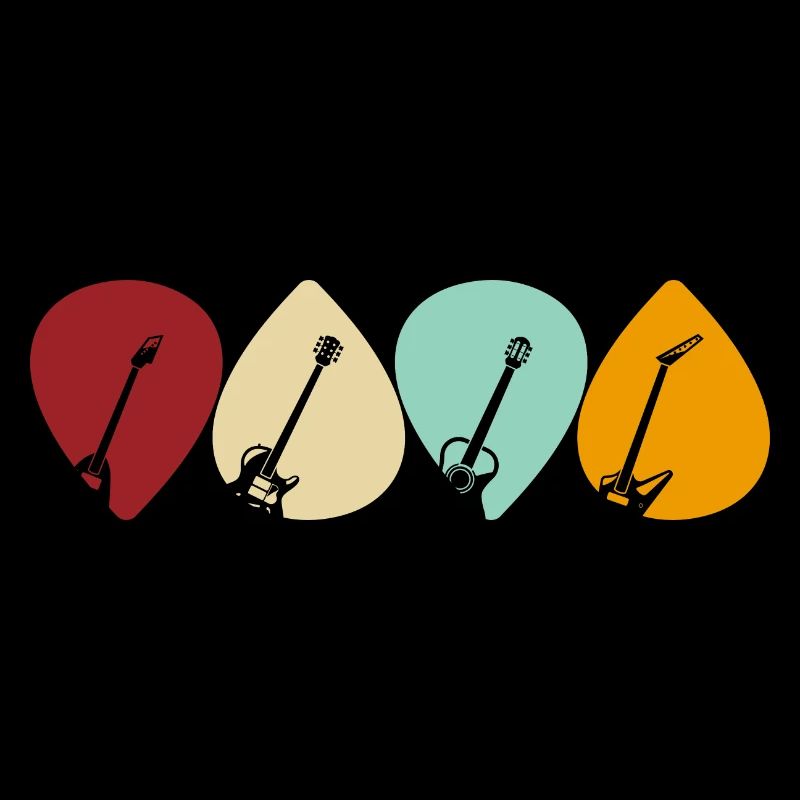 Conception de médiator pour guitaristes dans un style rétro