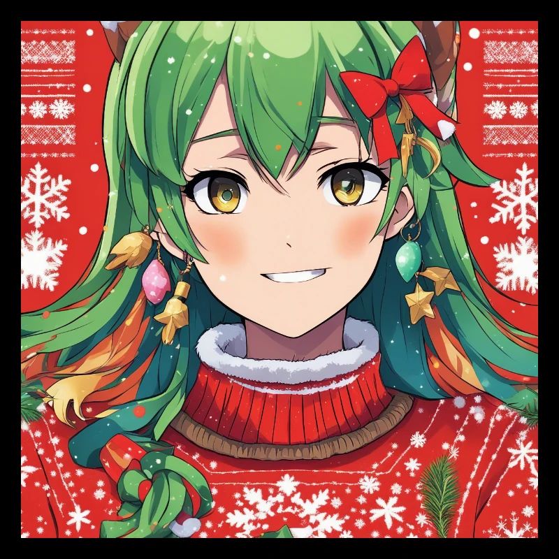 pull de Noël moche, anime