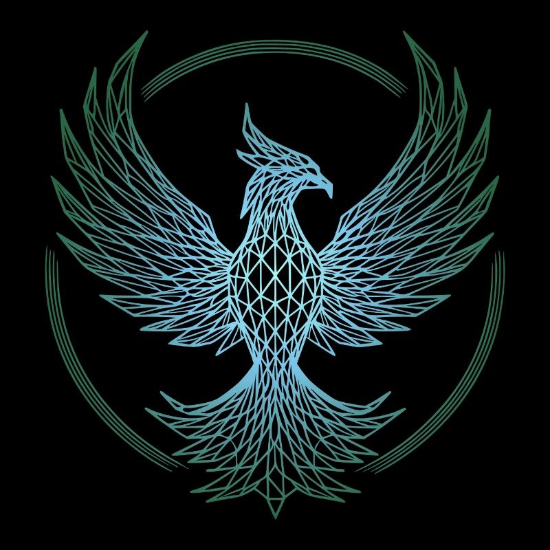 Phoenix polygonal bleu électrique