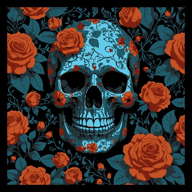 gothic skull and flowers