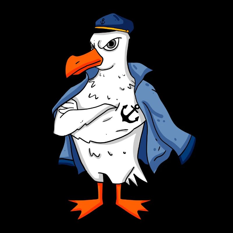 Muskelöse Seemöwe mit Anker Tattoo Möwe Geschenk