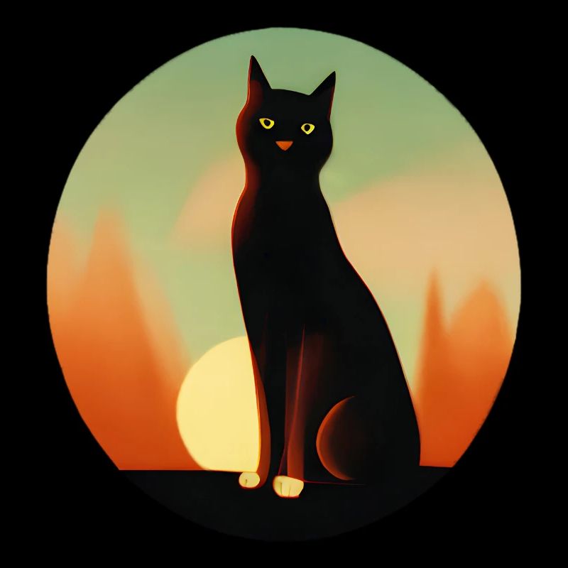 Elegant silhouette summer sunset cat