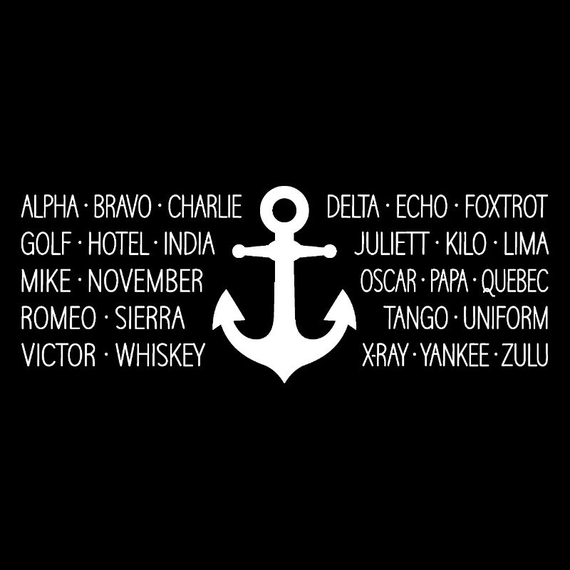 NATO-Alphabet Seefunk mit Anker weiß