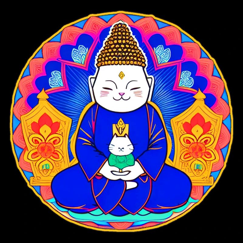 Symbol Buddha mit Katze