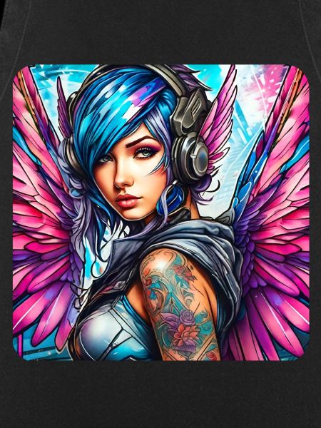 Cooler Cyberpunk Engel mit Kopfhörer