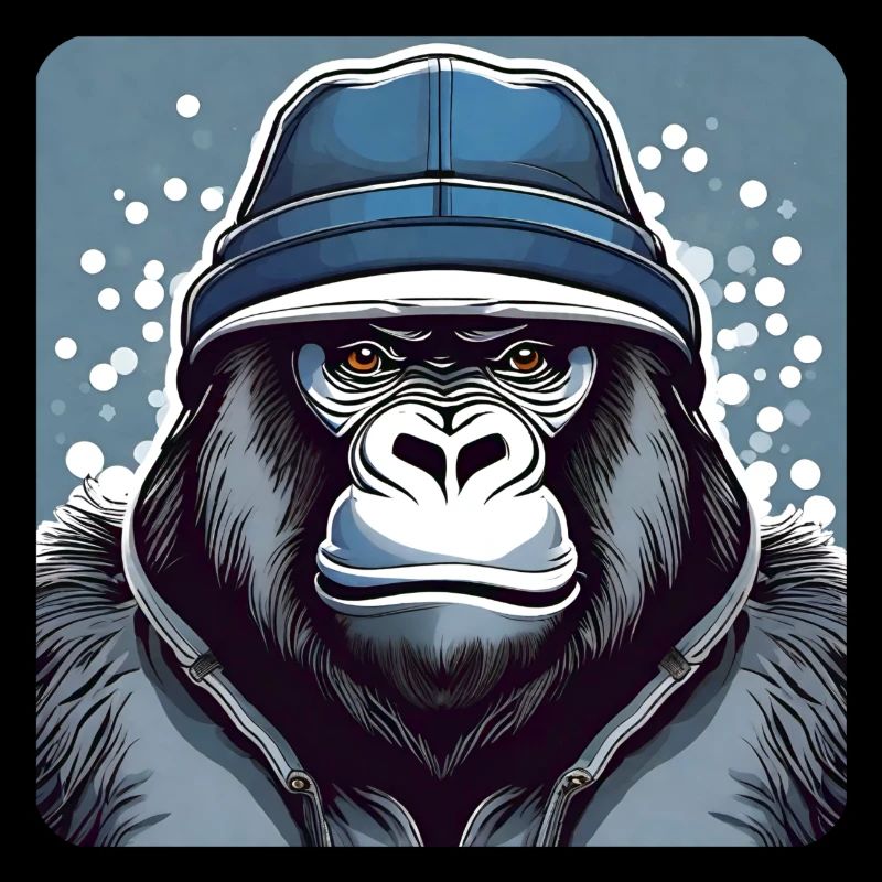 Cool gorilla with winter hat