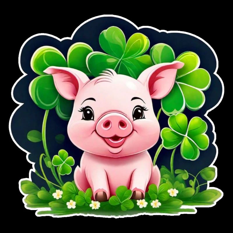Cochon porte-bonheur mignon avec des trèfles