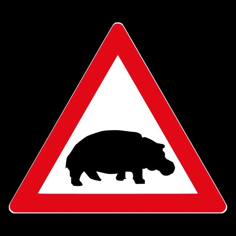 Straßenschild mit Nilpferd