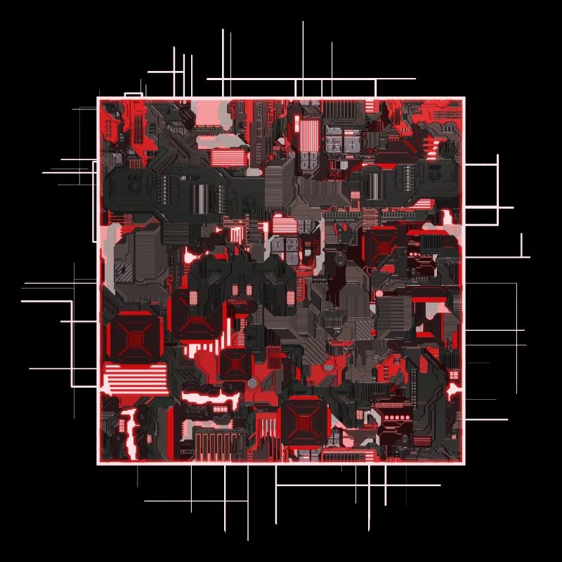 Red Stylized Motherboard