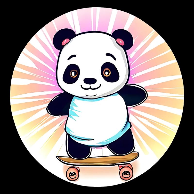 Skateboard panda in sunset