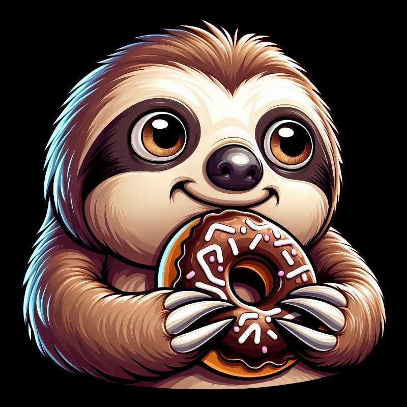 Sloth Cartoon Donut Candy Funny