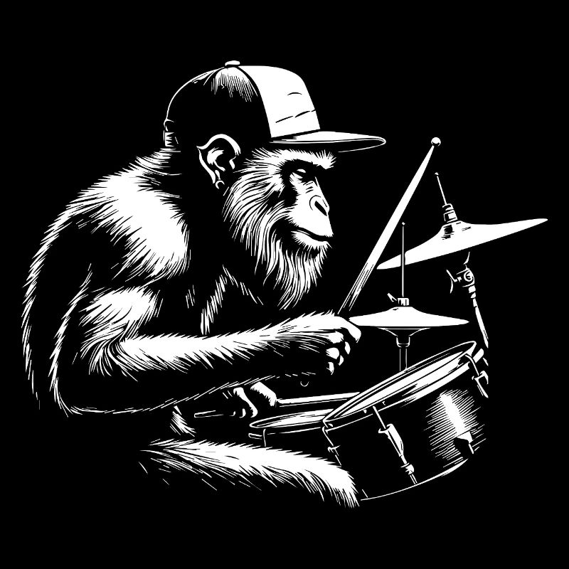chimp playing the drums