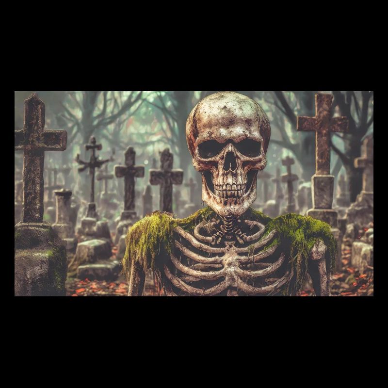 evil skeleton at a cemetery monster dark horror sc